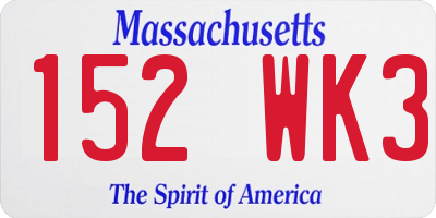 MA license plate 152WK3