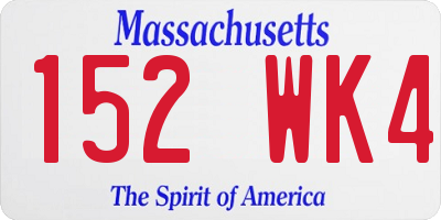 MA license plate 152WK4