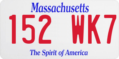 MA license plate 152WK7