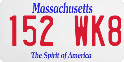 MA license plate 152WK8