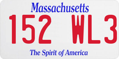 MA license plate 152WL3