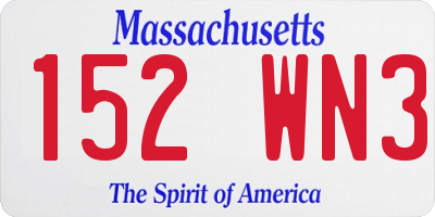 MA license plate 152WN3