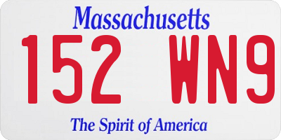 MA license plate 152WN9