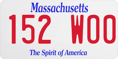 MA license plate 152WO0