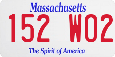 MA license plate 152WO2