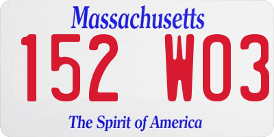 MA license plate 152WO3