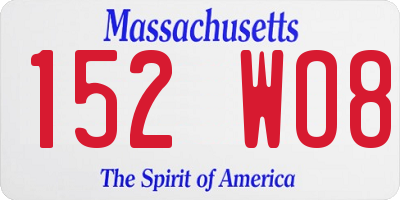 MA license plate 152WO8