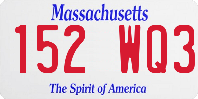 MA license plate 152WQ3
