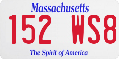 MA license plate 152WS8