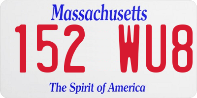 MA license plate 152WU8