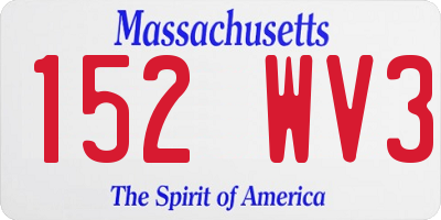 MA license plate 152WV3