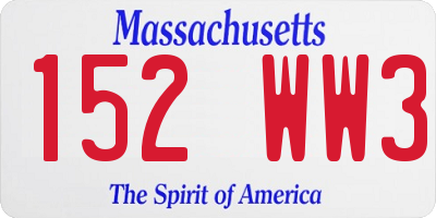 MA license plate 152WW3