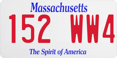 MA license plate 152WW4