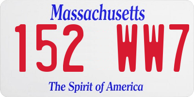 MA license plate 152WW7