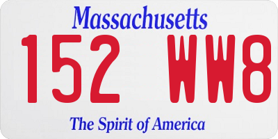 MA license plate 152WW8