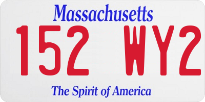 MA license plate 152WY2