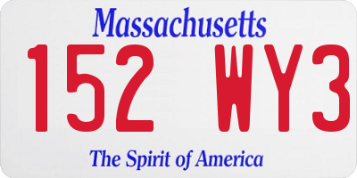 MA license plate 152WY3