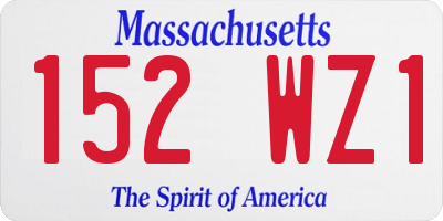 MA license plate 152WZ1