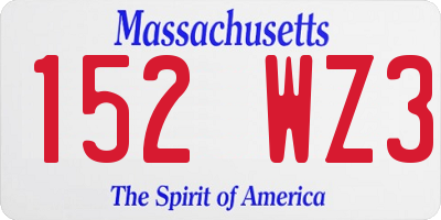 MA license plate 152WZ3