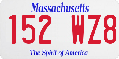 MA license plate 152WZ8