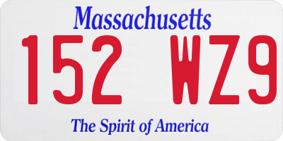 MA license plate 152WZ9