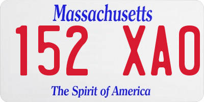 MA license plate 152XA0