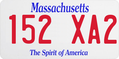 MA license plate 152XA2