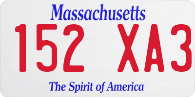MA license plate 152XA3