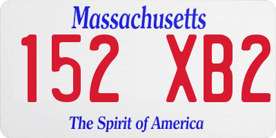 MA license plate 152XB2