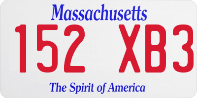 MA license plate 152XB3