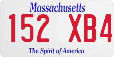 MA license plate 152XB4