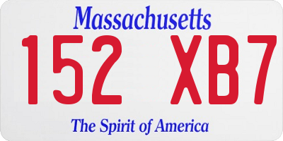 MA license plate 152XB7
