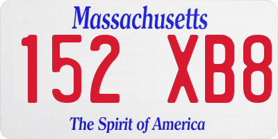 MA license plate 152XB8