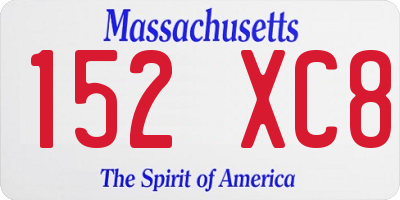 MA license plate 152XC8