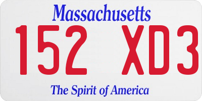MA license plate 152XD3