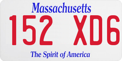 MA license plate 152XD6