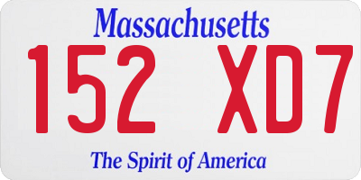 MA license plate 152XD7