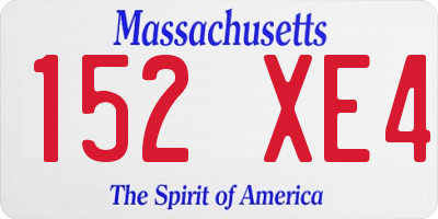MA license plate 152XE4