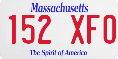 MA license plate 152XF0