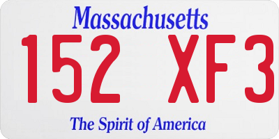 MA license plate 152XF3