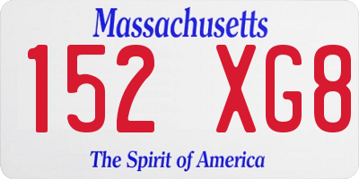 MA license plate 152XG8
