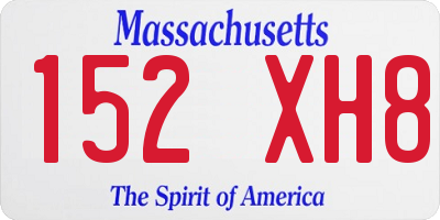 MA license plate 152XH8