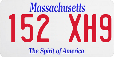 MA license plate 152XH9