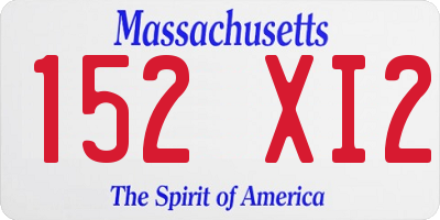 MA license plate 152XI2
