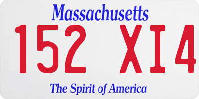 MA license plate 152XI4