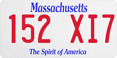 MA license plate 152XI7