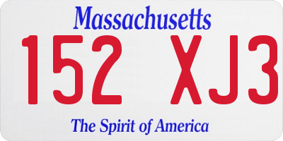 MA license plate 152XJ3