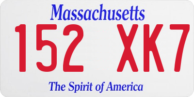 MA license plate 152XK7