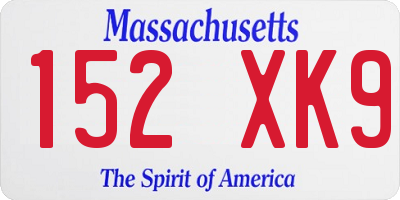 MA license plate 152XK9