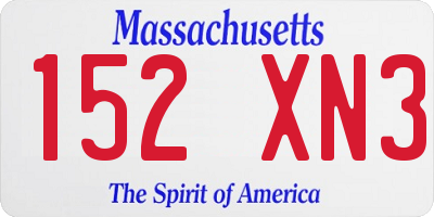 MA license plate 152XN3
